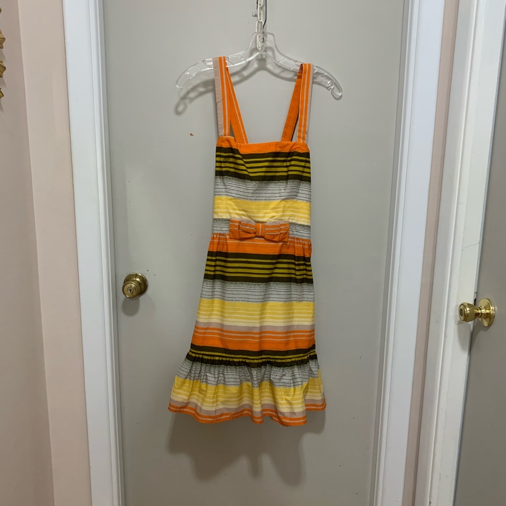 Vintage French Connection Striped Dress in Orange and Yellow